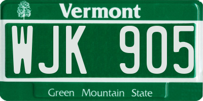 VT license plate WJK905