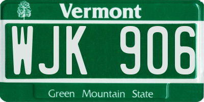 VT license plate WJK906