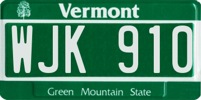 VT license plate WJK910