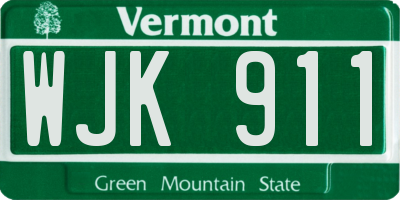 VT license plate WJK911