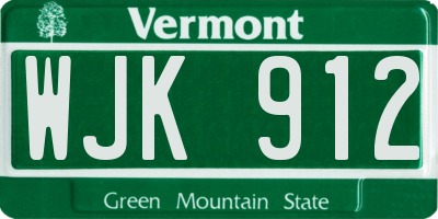 VT license plate WJK912