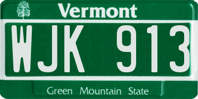 VT license plate WJK913