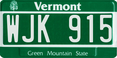 VT license plate WJK915