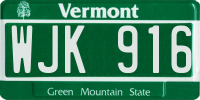 VT license plate WJK916