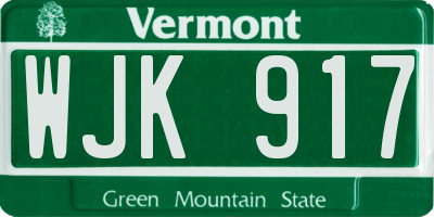 VT license plate WJK917
