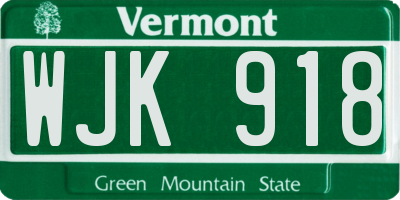 VT license plate WJK918