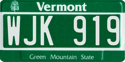 VT license plate WJK919