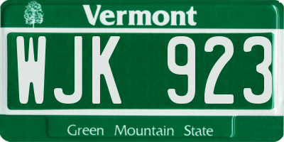 VT license plate WJK923
