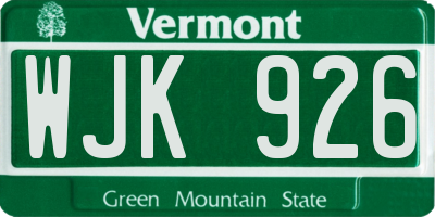 VT license plate WJK926
