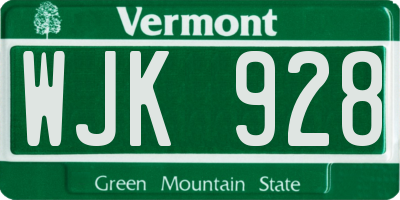 VT license plate WJK928