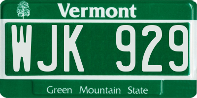VT license plate WJK929