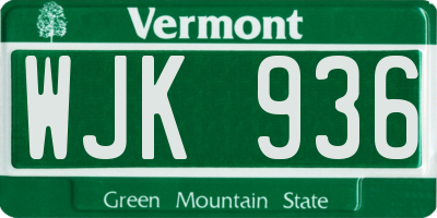 VT license plate WJK936
