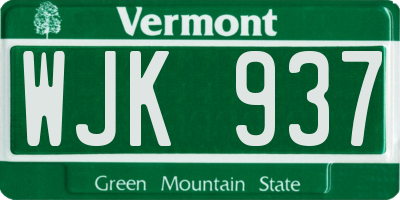 VT license plate WJK937