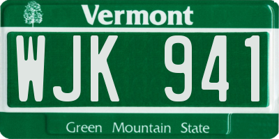 VT license plate WJK941