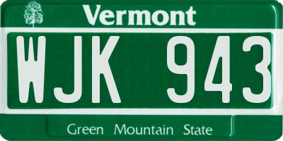 VT license plate WJK943