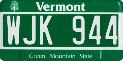 VT license plate WJK944