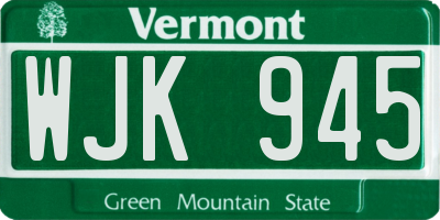 VT license plate WJK945