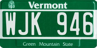 VT license plate WJK946