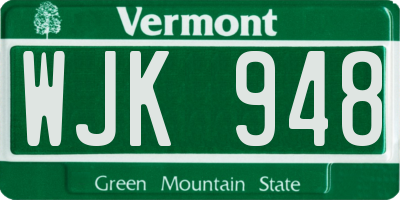 VT license plate WJK948