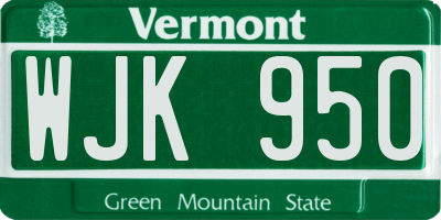 VT license plate WJK950
