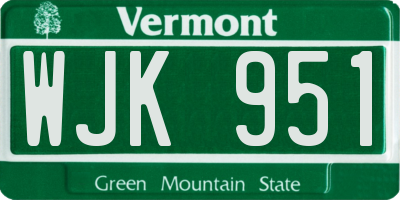 VT license plate WJK951