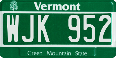 VT license plate WJK952