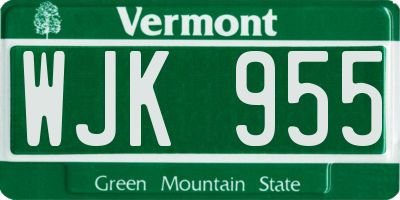 VT license plate WJK955