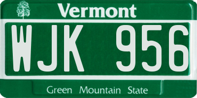 VT license plate WJK956