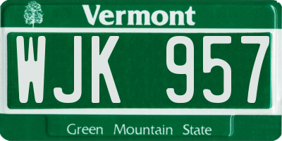 VT license plate WJK957