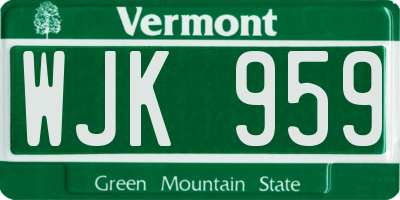 VT license plate WJK959