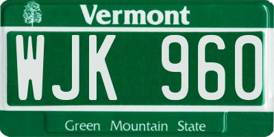 VT license plate WJK960