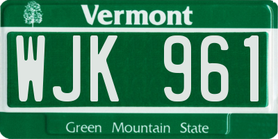 VT license plate WJK961