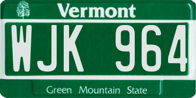 VT license plate WJK964
