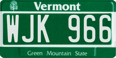 VT license plate WJK966