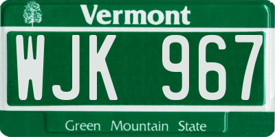 VT license plate WJK967
