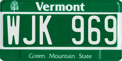 VT license plate WJK969