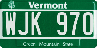 VT license plate WJK970