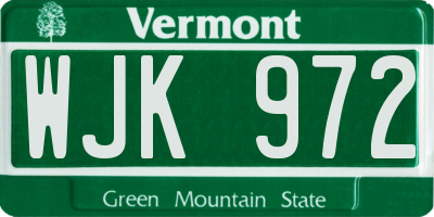 VT license plate WJK972