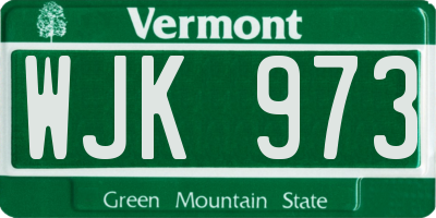 VT license plate WJK973