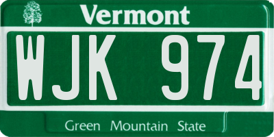 VT license plate WJK974