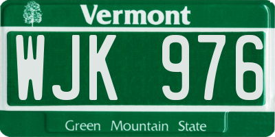 VT license plate WJK976