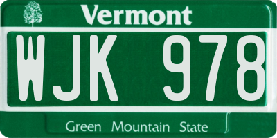 VT license plate WJK978