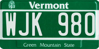 VT license plate WJK980