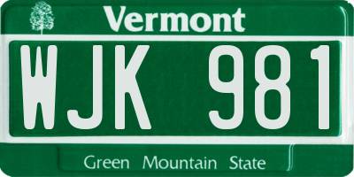VT license plate WJK981