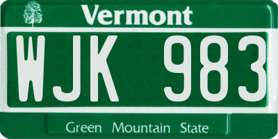 VT license plate WJK983