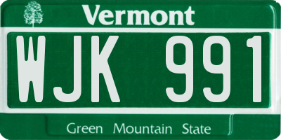 VT license plate WJK991