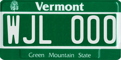 VT license plate WJL000