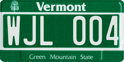 VT license plate WJL004