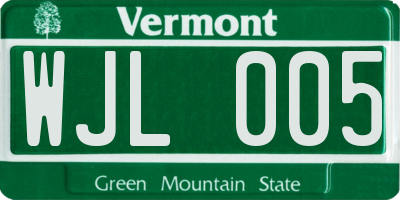VT license plate WJL005
