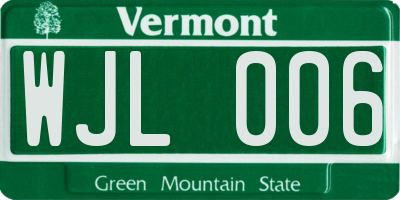 VT license plate WJL006